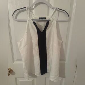 Black-Trim White Halter Tank Top